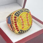 ALL-STAR SOFTBALL RING --- GOLD BODY, RED STONE (Item #33-148)