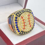 ALL-STAR BALL RING --- GOLD BODY, BLUE STONE (Item #33-132)