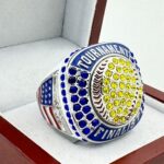 5 STAR SOFTBALL FINALIST RING - WHITE BODY, BLUE STONES (Item #37-113)