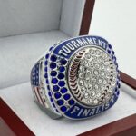 5 STAR BALL FINALIST RING -WHITE BODY, CLEAR STONES ON THE BALL, BLUE STONES (Item #37-177)