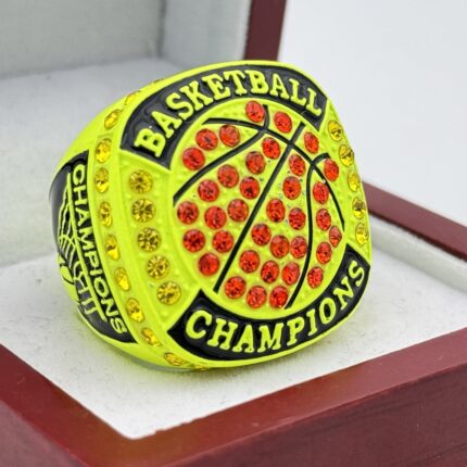 BASKETBALL CHAMPION RING --- NEON YELLOW BODY (Item #37-68)