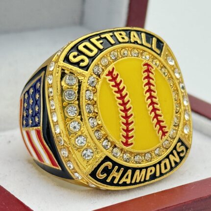 SOFTBALL CHAMPION RING --- GOLD BODY, PAINTED BALL (Item #31-64)