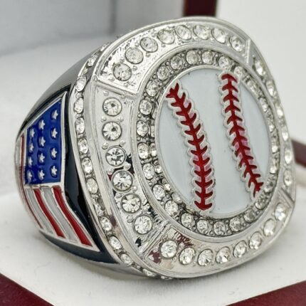 BASEBALL PARTICIPATION RING --- SILVER BODY, PAINTED BALL (Item #21-21)