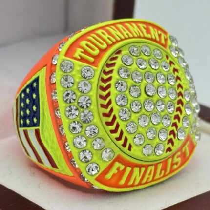 5 STAR BALL FINALIST RING --- NEON ORANGE BODY, NEON YELLOW SIDES (Item #39-179)
