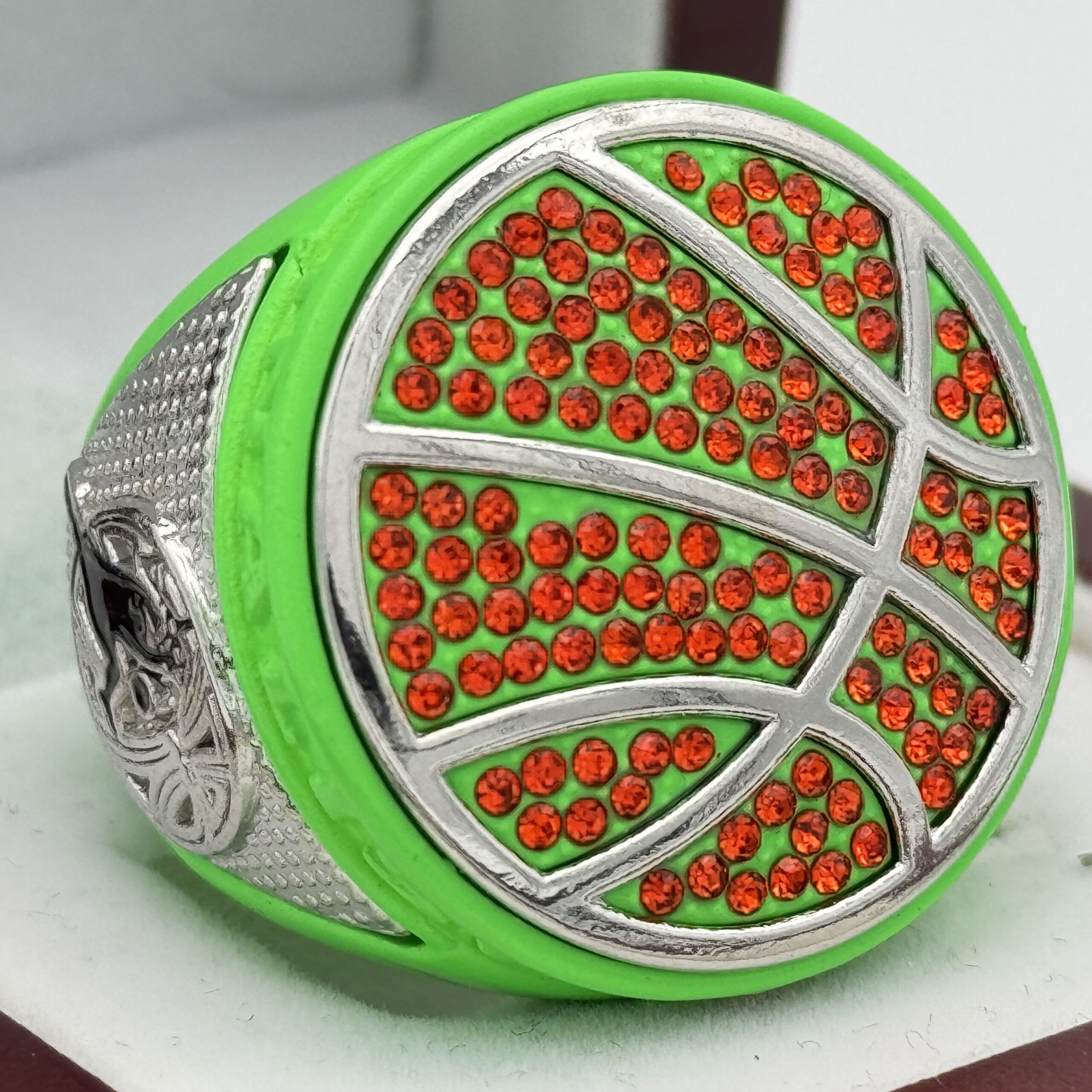 IMG_3268 5 STAR BASKETBALL FINALIST RING --- NEON GREEN BODY (Item #52-121) - Image 1
