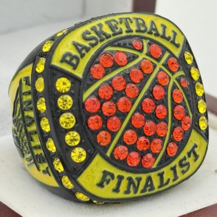 BASKETBALL FINALIST RING --- BLACK BODY, YELLOW STONES (Item #52-25)