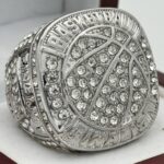 ICED OUT BASKETBALL FINALIST RING --- SILVER BODY, STONES ON BALL (Item #59-53)