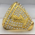 ICED OUT BASKETBALL CHAMPION RING --- GOLD BODY, STONES ON BALL (Item #59-56) - Image 2