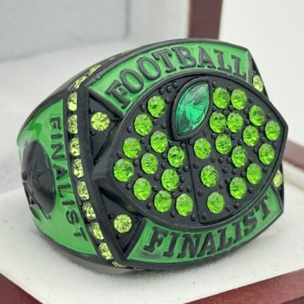 CLASSIC FOOTBALL FINALIST RING --- BLACK BODY, GREEN STONE (Item #51-93)
