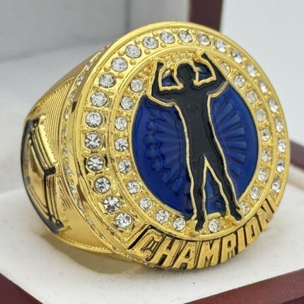 WRESTLING CHAMPION RING --- GOLD BODY, BLUE PAINT (Item #56-72)