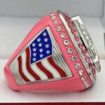 5 STAR DELUXE CANCER RIBBON HOME PLATE FINALIST RING --- PINK BODY, CLEAR/PINK STONES, SILVER INSERTS, SOFTBALL/BASEBALL (Item #34-101) - Image 4