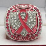 5 STAR DELUXE CANCER RIBBON HOME PLATE FINALIST RING --- PINK BODY, CLEAR/PINK STONES, SILVER INSERTS, SOFTBALL/BASEBALL (Item #34-101) - Image 3