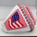 5 STAR DELUXE CANCER RIBBON HOME PLATE FINALIST RING --- WHITE BODY, CLEAR/PINK STONES, PINK INSERTS, SOFTBALL/BASEBALL (Item #34-109) - Image 4