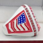 CANCER RIBBON HOME PLATE FINALIST RING --- WHITE BODY, PINK STONES, PINK SIDES, SOFTBALL/BASEBALL (Item #34-117) - Image 4