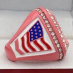 CANCER RIBBON HOME PLATE FINALIST RING --- PINK BODY, CLEAR STONES, WHITE SIDES, SOFTBALL/BASEBALL (Item #34-113) - Image 4