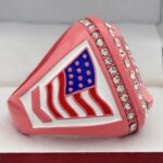CANCER RIBBON HOME PLATE CHAMPION RING --- PINK BODY, CLEAR STONES, WHITE SIDES, SOFTBALL/BASEBALL (Item #34-116) - Image 4