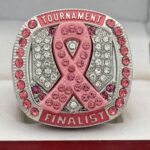 CANCER RING PINK RIBBON FINALIST --- SILVER BODY, PINK STONES ON RIBBON, SOFTBALL/BASEBALL (Item #34-121) - Image 3