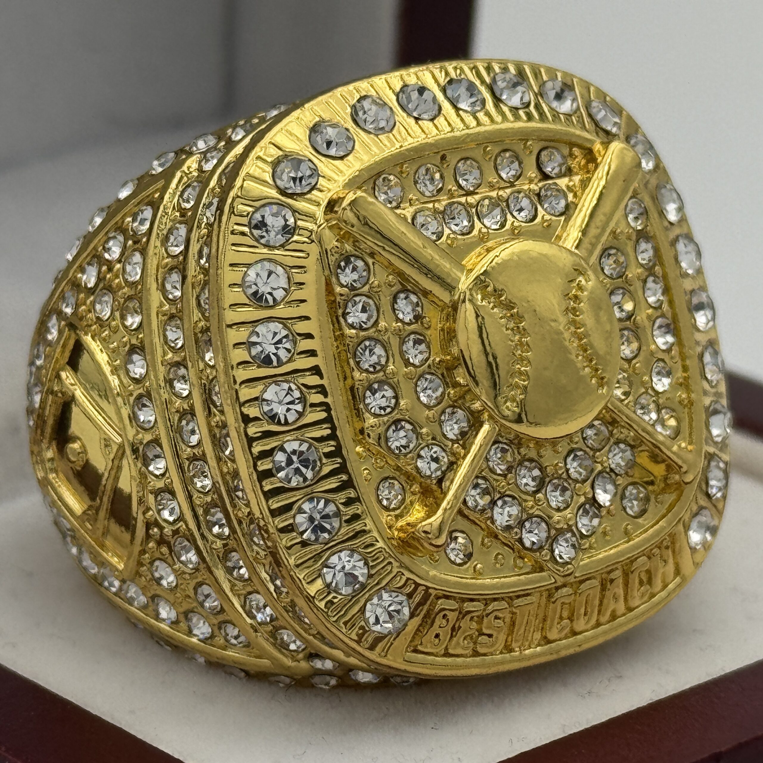 IMG_4198 ICED OUT BEST COACH HOME PLATE RING --- GOLD BODY (Item #59-20) - Image 1