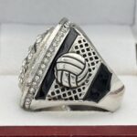 SPINNER VOLLEYBALL FINALIST RING --- SILVER BODY, CLEAR STONES (Item #56-97) - Image 2