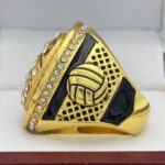SPINNER VOLLEYBALL CHAMPION RING --- GOLD BODY, CLEAR STONES (Item #56-100) - Image 2